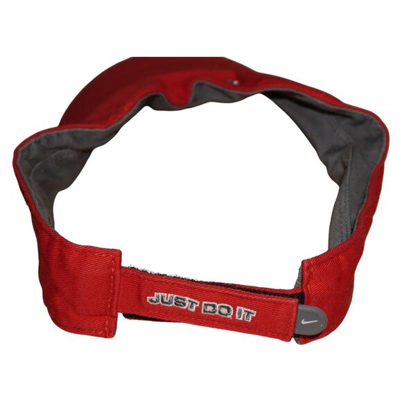 Nike Red Swoosh Visor Just Do It Strapback Golf Tennis Running Sports Hat Cap - Picture 2 of 8